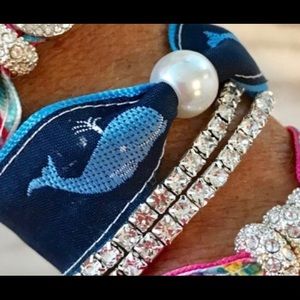 Navy Whales preppy Magnetic pearl bracelet